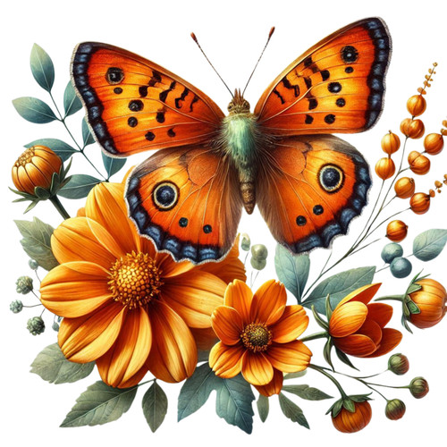 Floral butterfly iron dtf - floral,